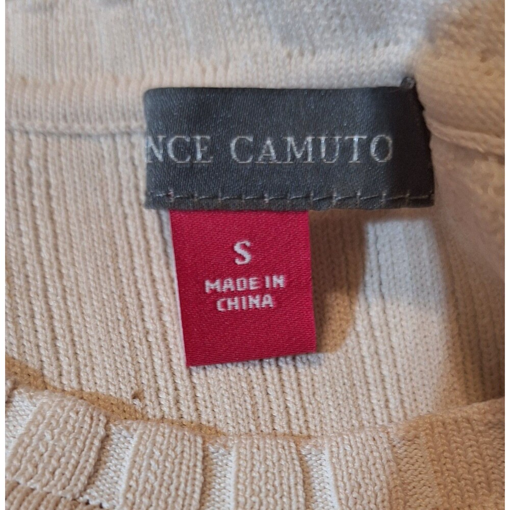 Vince Camuto Women's Small Beige Sleeveless Top Wide Ribbed, Summer Casual - Picture 9 of 10